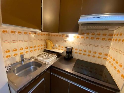 a kitchen with a sink and a counter top at Appartement Le Grand-Bornand, 2 pièces, 6 personnes - FR-1-241-120 in Le Grand-Bornand
