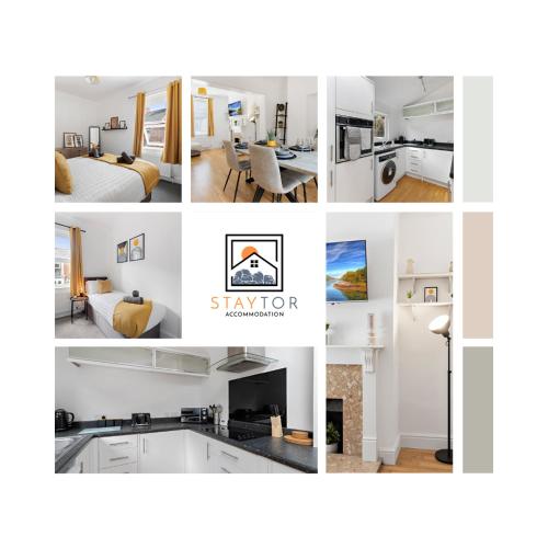 a collage of photos of a hotel room at Church View in Dean