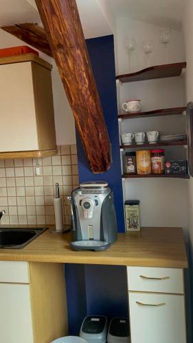 a kitchen counter with a toaster on top of it at Grazer Schwalbe in Graz