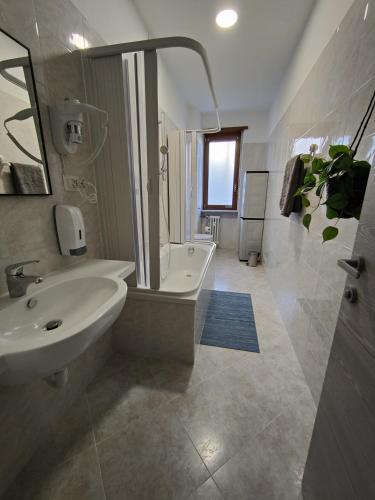 a bathroom with a sink and a bath tub at Affittacamere - Santa Rita Rooms in Turin