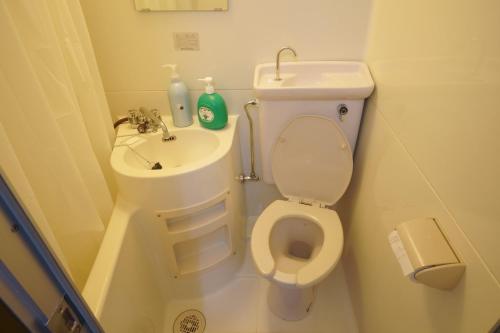 Baño pequeño con aseo y lavamanos en Garden House Ozasa - Vacation STAY 9178, en Fukuoka