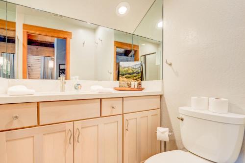 a bathroom with a toilet and a sink and a mirror at Granlibakken Getaway - #72A in Tahoe City