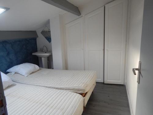 ein Schlafzimmer mit 2 Betten und einem Waschbecken darin in der Unterkunft IBIS in Saint Pierre La Mer