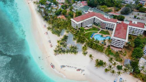 an aerial view of a resort on a beach at Mombasa Continental Resort in Shanzu