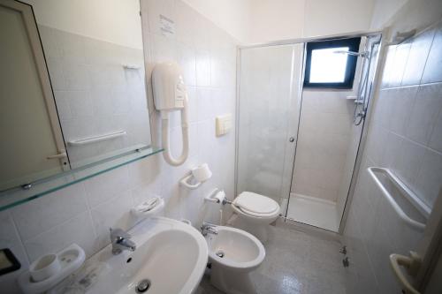 a bathroom with a sink and a toilet and a shower at Residence New Paradise in Tropea