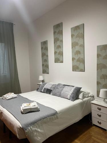 米蘭的住宿－Ampio bilocale a Milano，一间卧室配有一张床,上面有两条毛巾