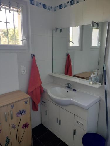 a bathroom with a sink and a mirror at lit en dortoir toulouse minimes in Toulouse