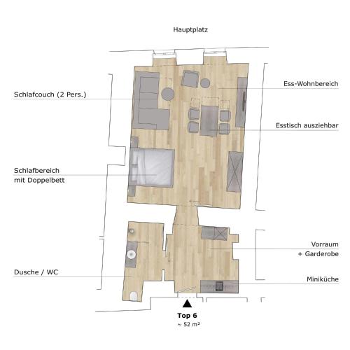 a floor plan of a building with a diagram at Gh Alte Post - Top 6 Ascona in Gmünd in Kärnten