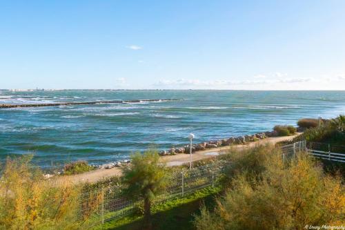 a view of a body of water with a beach at La Plage O Maeva - Vue Mer d'exception - Parking privé - Wifi - La Grande Motte in La Grande-Motte