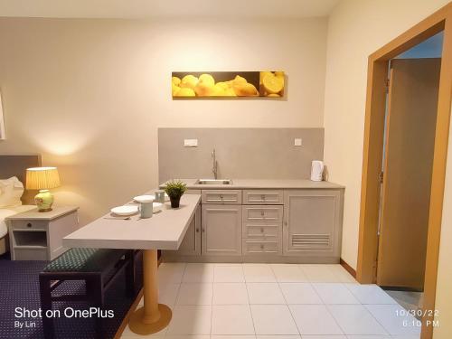 a kitchen with a sink and a counter top at Rainbow paradise @ Tanjung Bungah in Tanjung Bungah