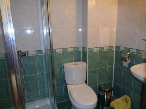 La salle de bains est pourvue de toilettes, d'une douche et d'un lavabo. dans l'établissement Apartment L4 Sunset Beach 2, à Sunny Beach