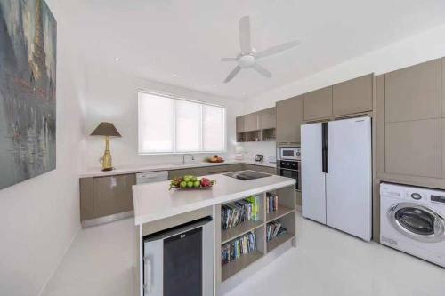 a kitchen with a refrigerator and a dishwasher at Silver Beach 3br Sea View Pool&Wine Private Villa in Chaweng