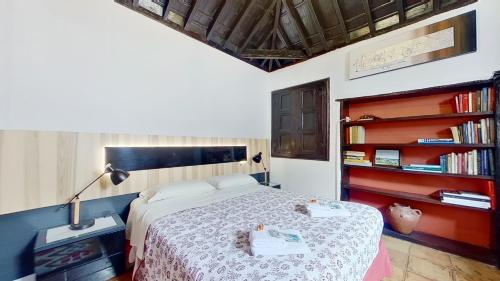 una camera con letto e libreria di Remarkable 4-Bed Villa a La Laguna