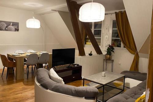 TV a/nebo společenská místnost v ubytování Charmant appartement dans l’Orne !