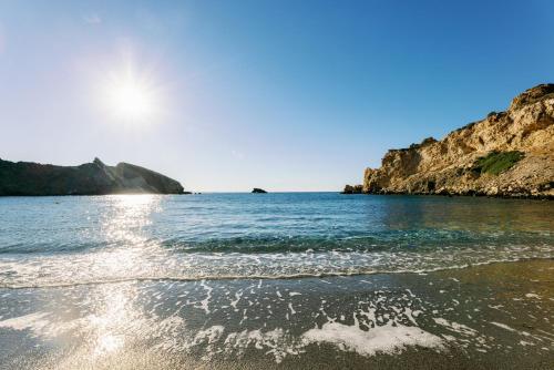 a view of the ocean from the beach at Mikra Bay Vineyard Guesthouses in Naxos Chora