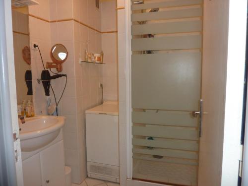 La petite salle de bains est pourvue d'un lavabo et de toilettes. dans l'établissement FROMENTIN, à Vannes
