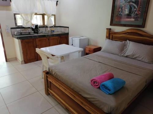 a bedroom with a bed with two pillows on it at Sol de la India - Pueblo Nuevo in Pueblo Nuevo