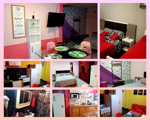 un collage de diferentes fotos de una habitación en Departamento moderno x día en Neuquén