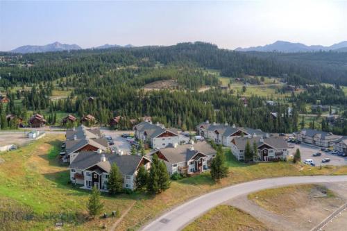 an aerial view of a house in a subdivision at Rustic 2 BR Mountain View-walk to resort in Big Sky
