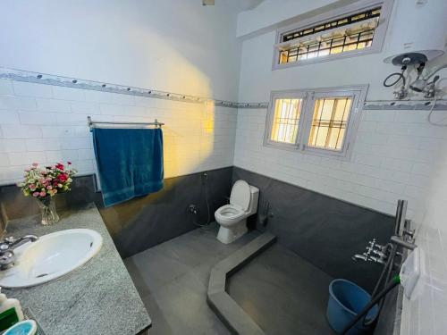a bathroom with a toilet and a sink at The Choudhury Manor Homestay in Guwahati