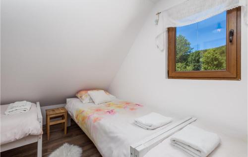 1 dormitorio con 2 camas y ventana en Nice Home In Gospic With Wifi, en Gospić