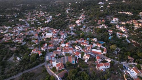 an aerial view of a town with houses and trees at Villa Praxithea BY APOKORONAS-VILLAS in Gavalochori