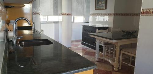 eine Küche mit einer Spüle und einer Arbeitsplatte in der Unterkunft Apartamento Céntrico con Parking in Santander