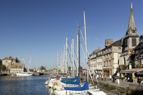 a bunch of boats are docked in a harbor at ibis Honfleur in Honfleur