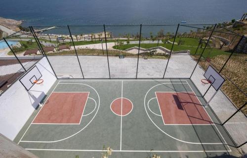 an overhead view of a basketball court at Villa Esteban Özel Plajlı in Bogazici