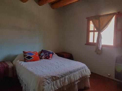 sypialnia z łóżkiem z 2 poduszkami w obiekcie Lo del Gaucho w mieście Tilcara