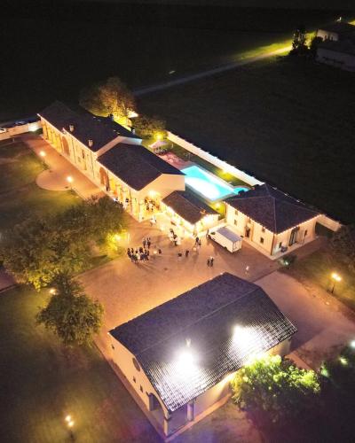 an overhead view of a building at night at Villa Dello Spino in Concordia sulla Secchia