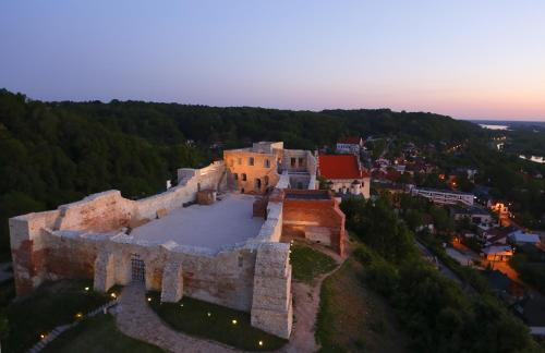 an aerial view of a castle on a hill at Hotel Kazimierzówka in Kazimierz Dolny