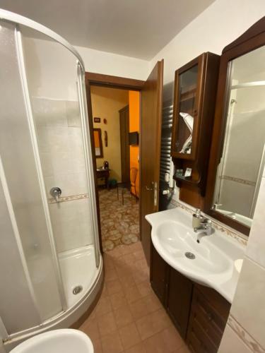 a bathroom with a shower and a sink at affittacamere san pietro resort in Rome
