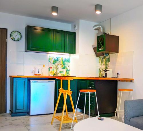 Kuchyňa alebo kuchynka v ubytovaní Zielony Apartament Gliwice