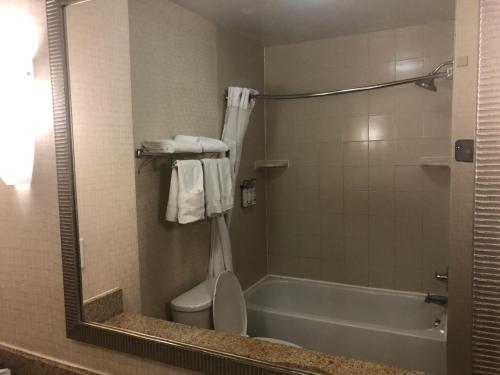 a bathroom with a tub and a toilet and a sink at Holiday Inn Express Hotel & Suites Howell by IHG in Howell