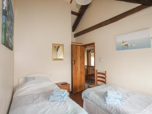 a bedroom with two beds in a room at Ty'n y Clawdd in Dyffryn