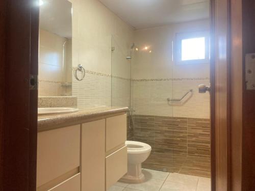 a bathroom with a toilet and a sink and a shower at Stanza Mare Beach Front in Punta Cana