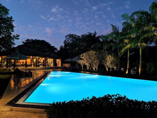 タンガラにあるPalm Paradise Cabanas & Villas Beach Resortの- リゾート内のスイミングプール(夜間)