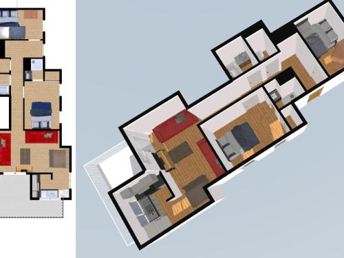 Načrt razporeditve prostorov v nastanitvi Appartement Val-d'Isère, 3 pièces, 6 personnes - FR-1-694-37