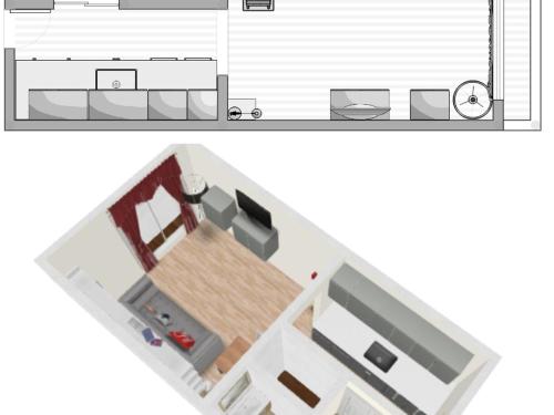 Půdorys ubytování Studio rénové avec wifi, balcon, au cœur de Val-d'Isère, proche pistes et commodités - FR-1-694-230