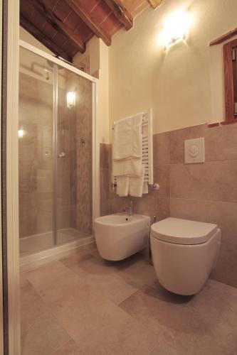 a bathroom with a toilet and a shower at Agriturismo San Martino in Quarrata