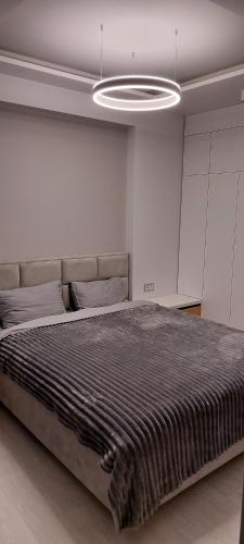 - une chambre avec un grand lit dans l'établissement Новые апартаменты Lux, à Chişinău