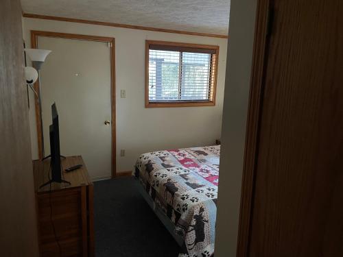 a small bedroom with a bed and a window at 2 Bedroom 2 Bathroom - Blue Knob All Season Resort Condo in Claysburg