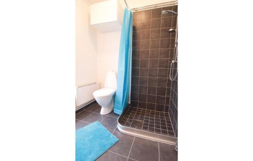 a bathroom with a shower and a toilet at Amazing Home In Gotlands Tofta With 2 Bedrooms in Västergarn