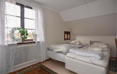 ムルファーにあるBeautiful Home In Mullsj With Kitchenの窓付きの客室で、ベッド2台が備わります。