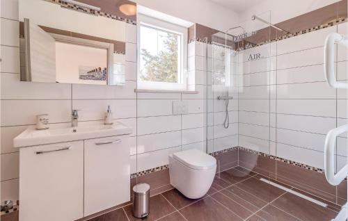 a white bathroom with a toilet and a sink at Beautiful Home In Vodnjan With Kitchen in Vodnjan