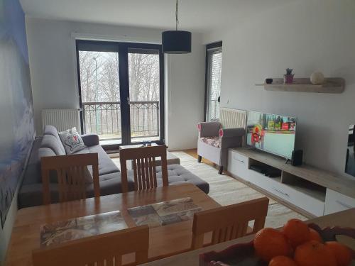 Cozy apartment Bjelašnica Ski Resort tesisinde bir oturma alanı