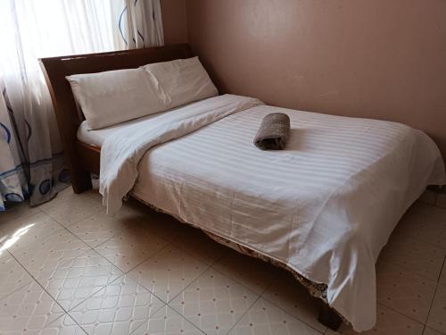 KakamegaにあるKK Furnished Apartmentsのベッド(帽子付)