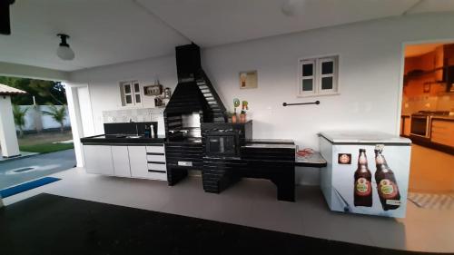 Dapur atau dapur kecil di Ampla Casa de Veraneio