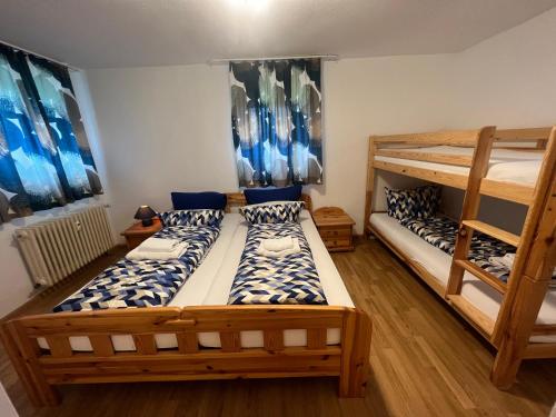- une chambre avec 2 lits superposés et une échelle dans l'établissement Ferienhaus Frei 3 Budget, à Titisee-Neustadt